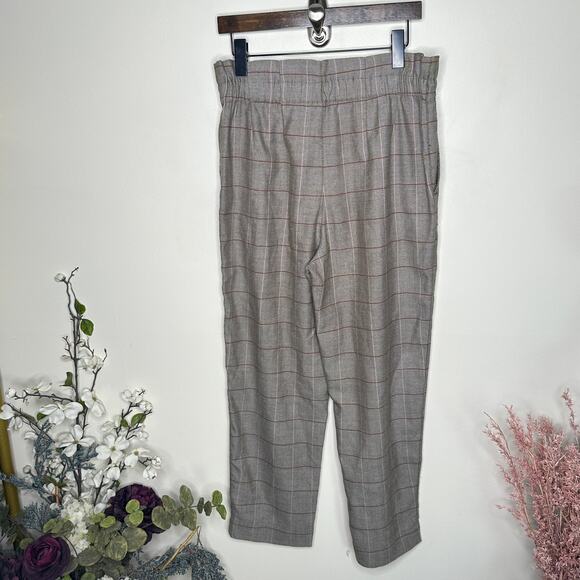 MADEWELL Paperbag Tapered Pants in Glen Plaid Tan Brown Sz 8 {J27} - Picture 4 of 7